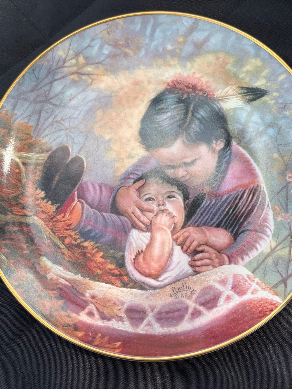 Vintage Gregory Perillo Tender Loving Care Collector Plate Native Prairie Art